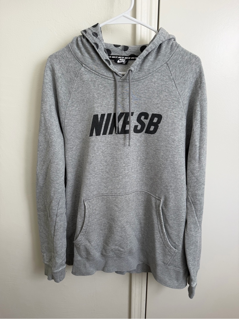 Nike SB Gray Pullover Hoodie Polka Dot Hood Mens XL